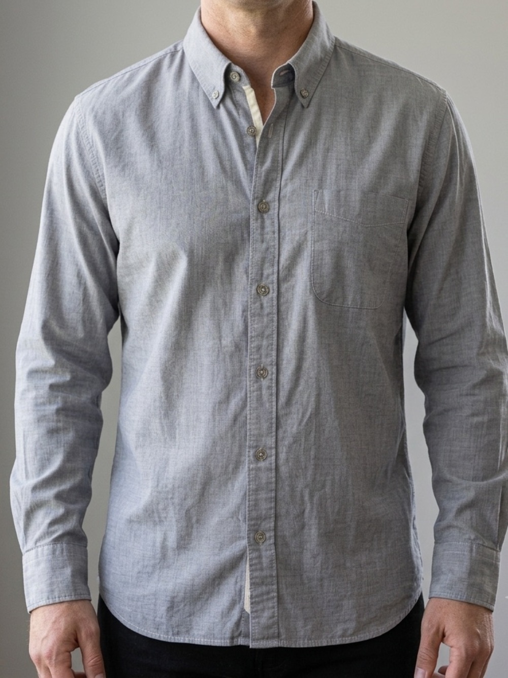 rag & bone Light Gray Casual Button-Down Shirt